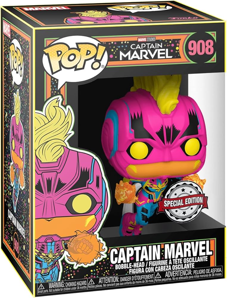 Funko Pop! Captain Marvel Blacklight Captain Marvel Special Edition #908