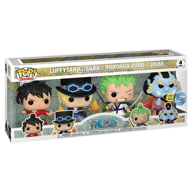 Funko Pop! One Piece Luffytaro / Sabo / Roronoa Zoro / Jinbe 4 Pack GITD Special Edition (S4 4 Pack)