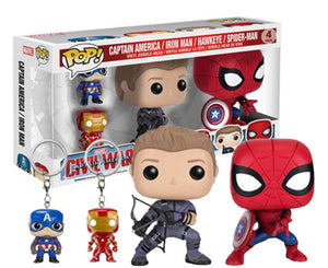 Funko Pop Marvel Civil War "Hawkeye, Spider-Man, Captain America, Iron Man" 4-Pack