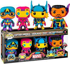 Funko Pop Marvel Captain America Iron Man Thor Dr. Strange Blacklight Four Pack